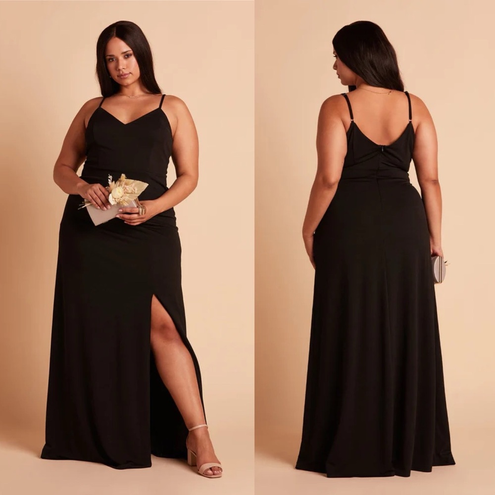 Birdy Grey Jay Bridesmaid Formal Maxi Dress Plus Size Curve 2X Black Crepe Gown